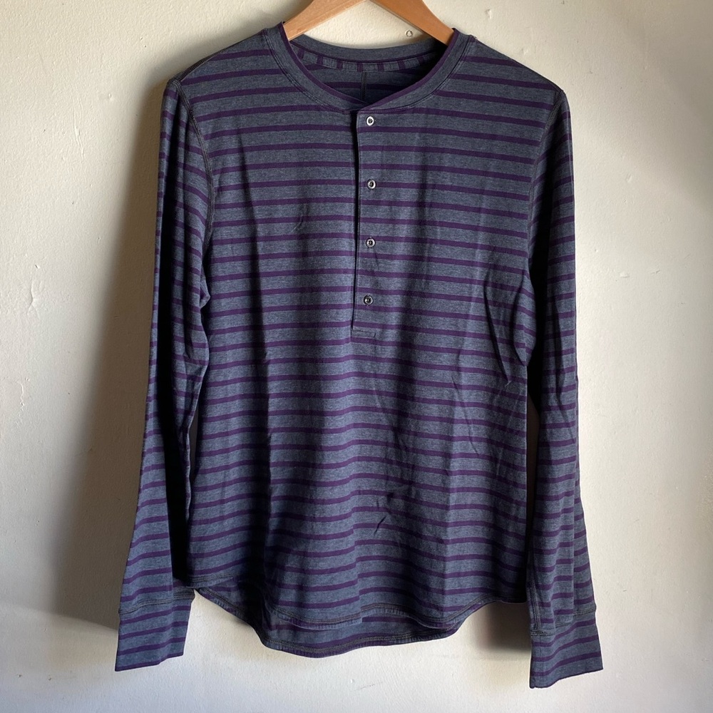 Lululemon Striped  3/4 Button Up Long Sleeve Shirt